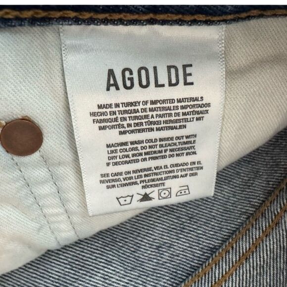 Agolde Parker Long Distressed Cuffed Raw Hem Denim Shorts 30 - Picture 4 of 4